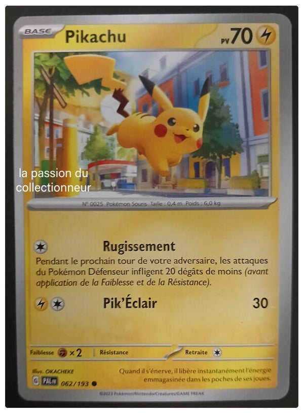 Carte pokémon de Pikachu 062/193