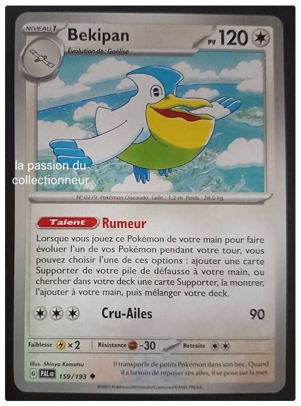 Carte pokémon de Bekipan 159/193