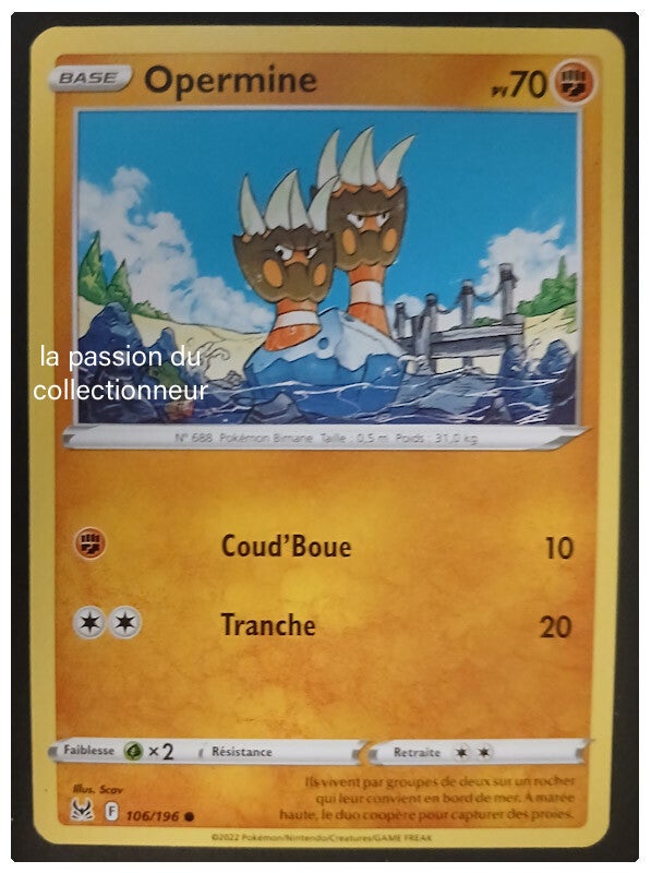 Carte pokémon de Opermine 106/196