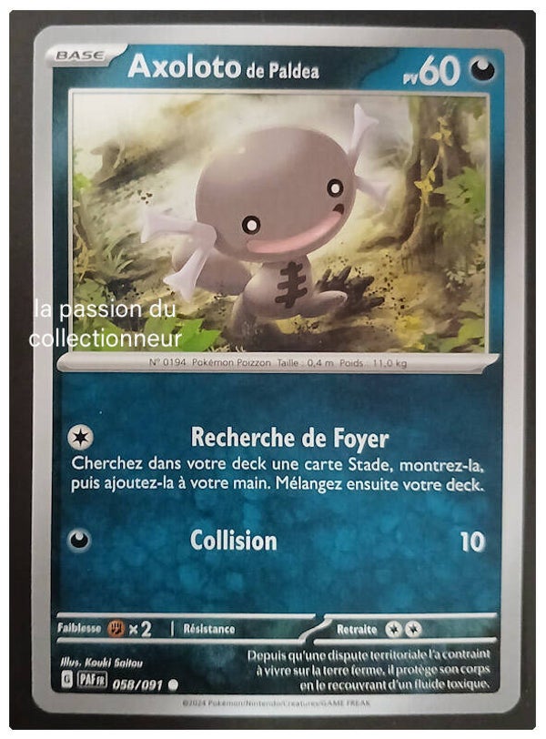 Carte pokémon de Axoloto 058/091