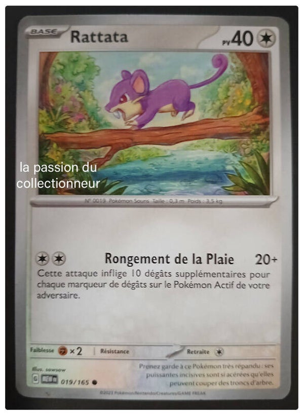 Carte pokémon de Rattata 019/165