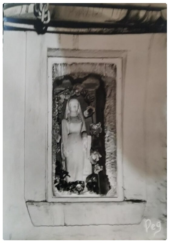 Carte postale de la statue de la sainte barbe