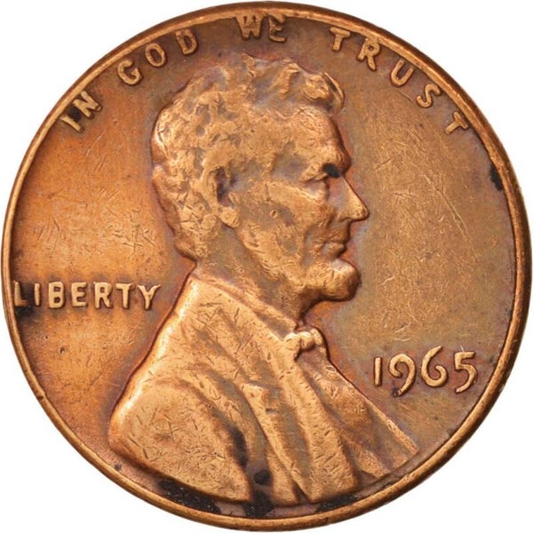 One cent d'Amérique année 1965
