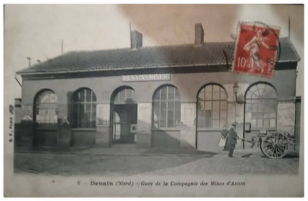 Carte postale de Denain gare de la compagnie des mines