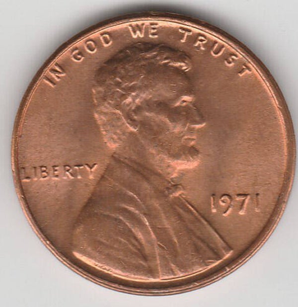 One cent d'Amérique année 1971