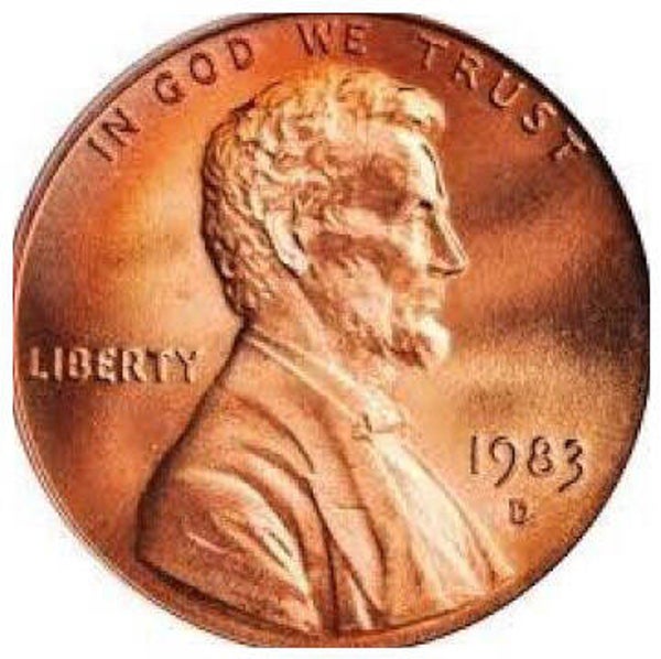 One cent d'Amérique année 1983d