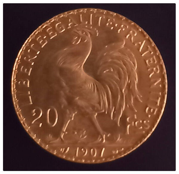 Monnaie en or type coq année 1907