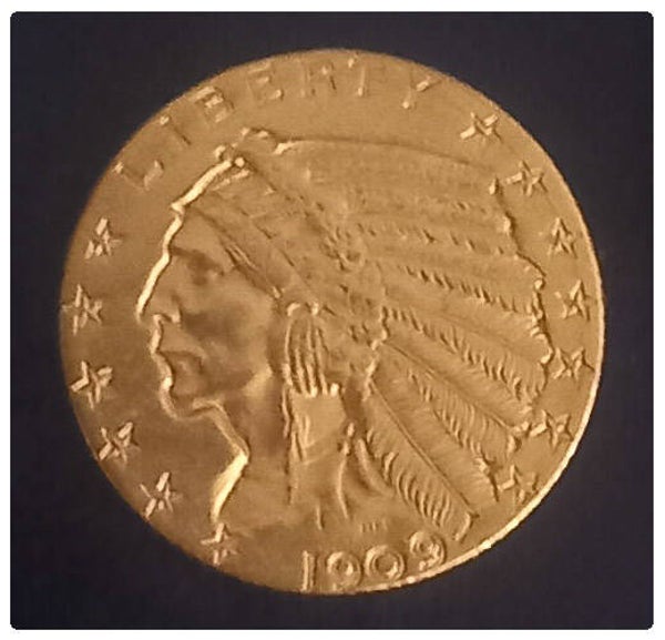 5 dollars or usa indien année 1909D denvers