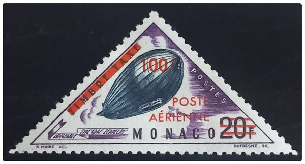 Timbre poste aérienne de Monaco neuf avec charnière numéro 62 ●