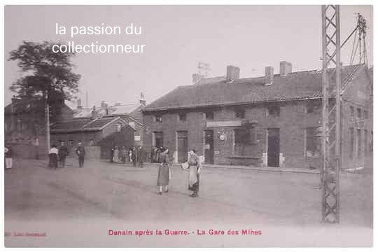 Carte postale de Denain la gare des mines