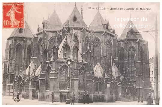 Carte postale de Lille abside de l'église st maurice