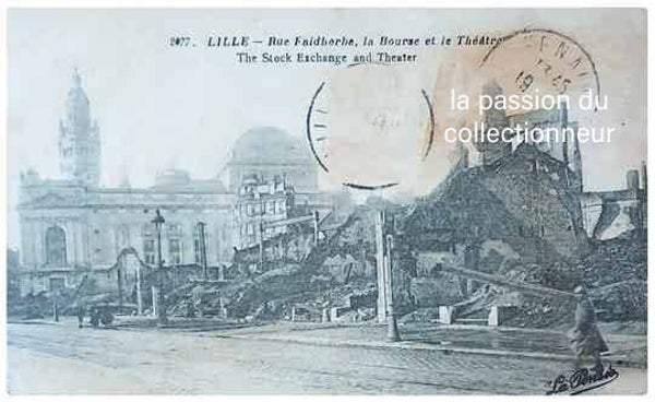 Carte postale de lille rue faidherbe, la bourse et le théâtre