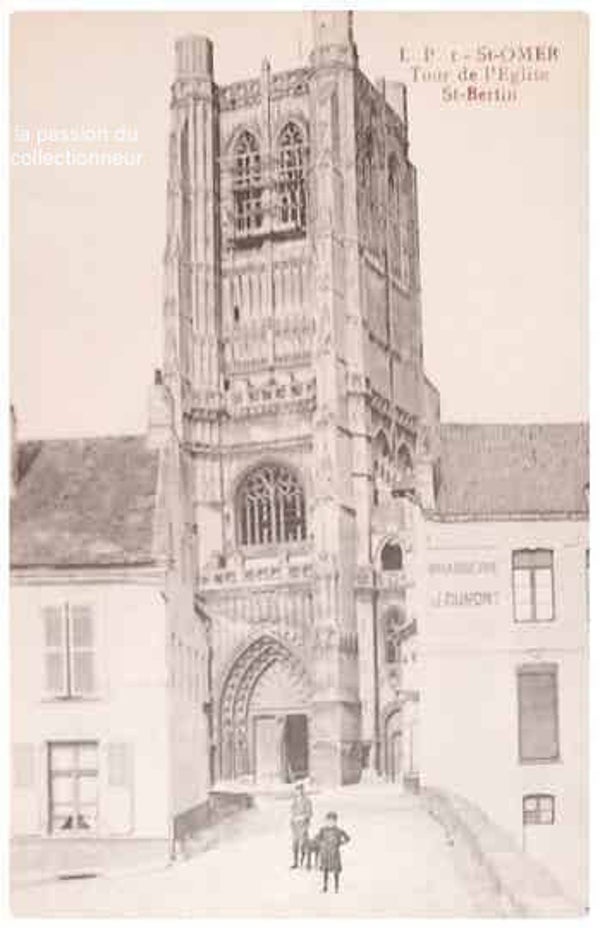 Carte postale de St Omer tour de l'église st bertin