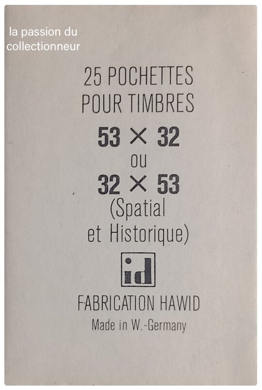 25 pochettes pour timbres 53/32 ou 32/53 noir