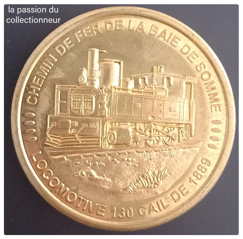 Médaille souvenir du chemin de fer de la baie de Somme locomotive 130 cail de 1889