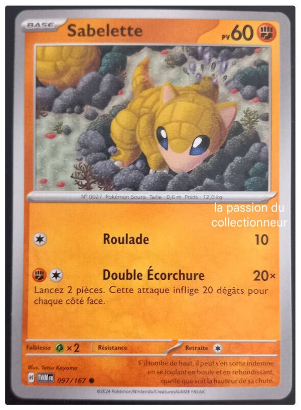 Carte pokemon commune classique de Sabelette 097/167