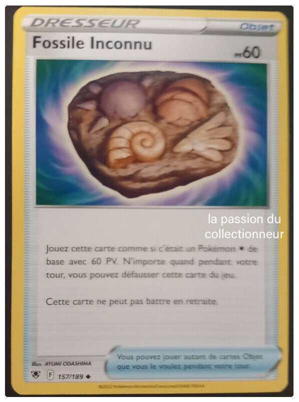 Carte pokemon peu commune classique du Fossile Inconnu