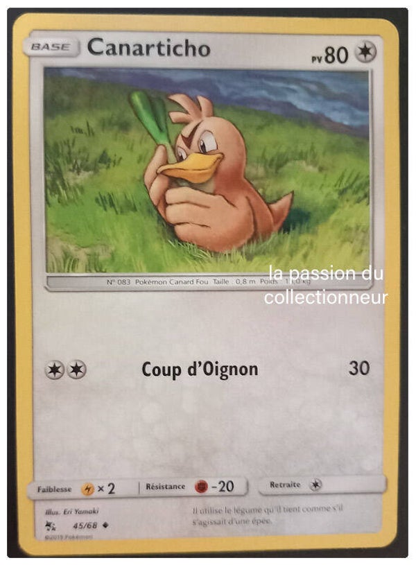 Carte pokemon peu commune classique de Canarticho