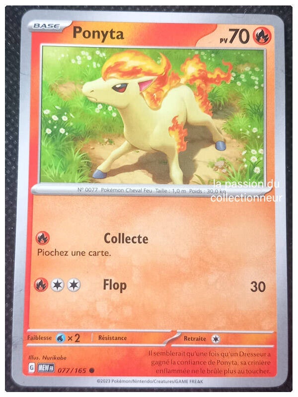Carte pokemon commune classique de Ponyta 077/165