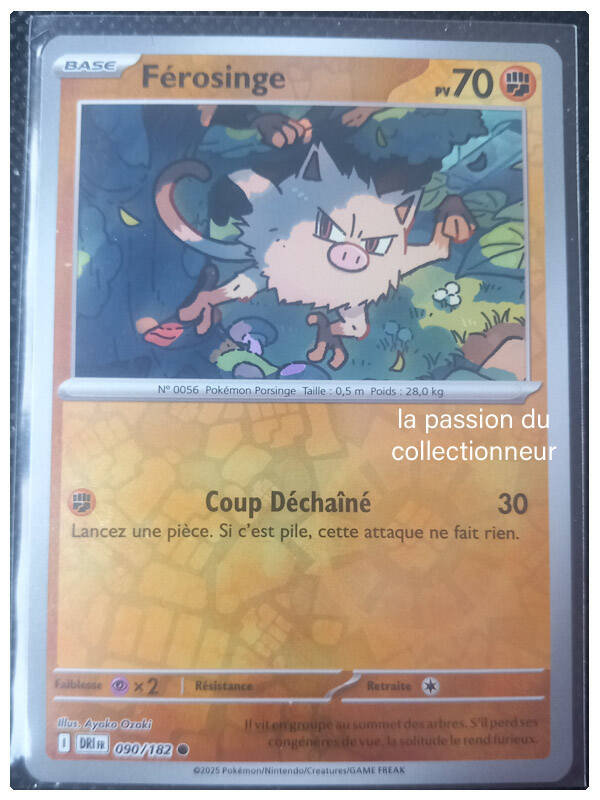 Carte pokémon holographiques et reverses de Férosinge 090/182