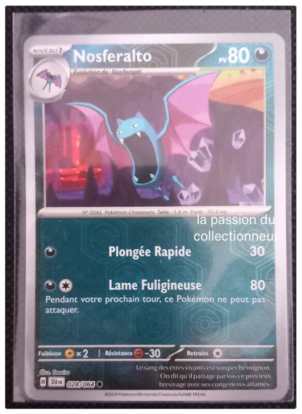 Carte pokémon holographiques et reverses de Nosferalto 028/064