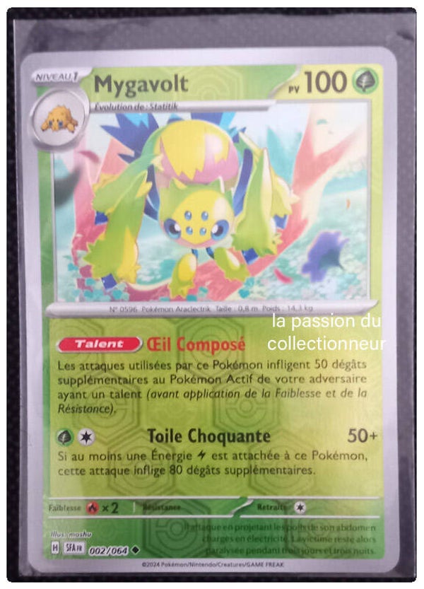 Carte pokémon holographiques et reverses de Mygavolt 002/064