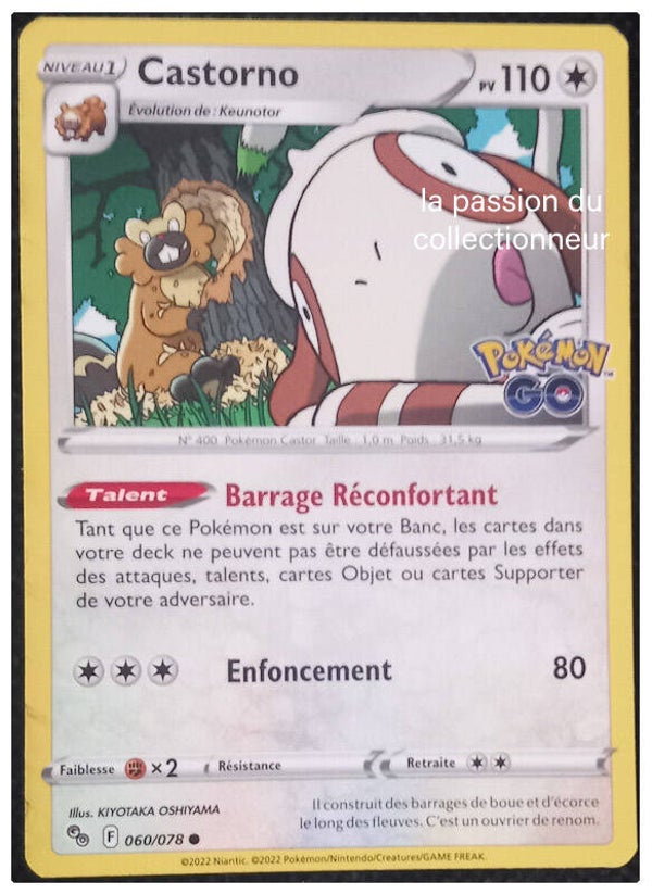 Carte pokémon peu commune classique de Castorno 060/078