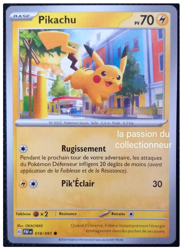Carte pokémon commune classique de Pikachu 018/091