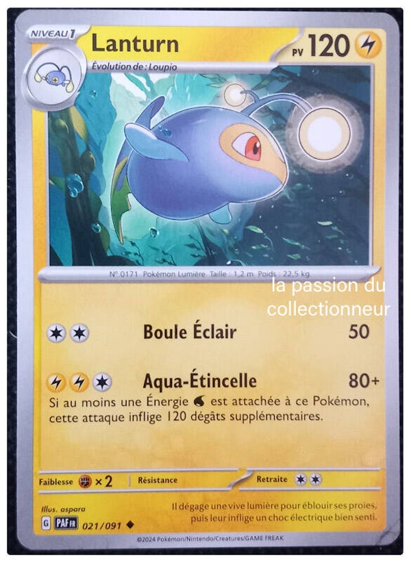 Carte pokémon peu commune classique de Lanturn 021/091