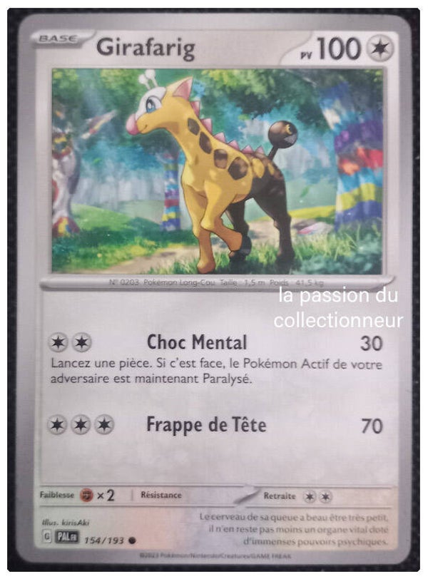 Carte pokémon commune classique de Girafarig 154/193