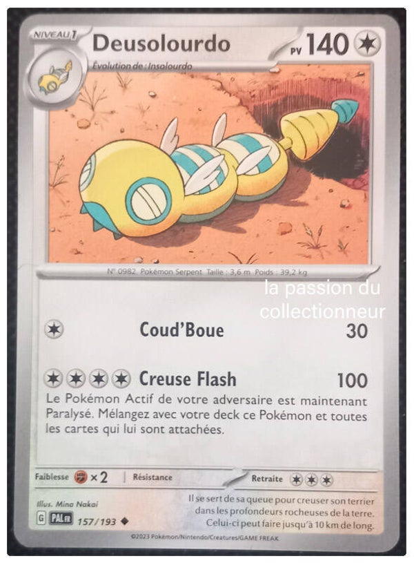 Carte pokémon peu commune classique de Deusolourdo 157/193