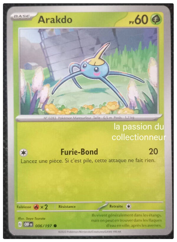 Carte pokémon commune classique de Arakdo 006/197