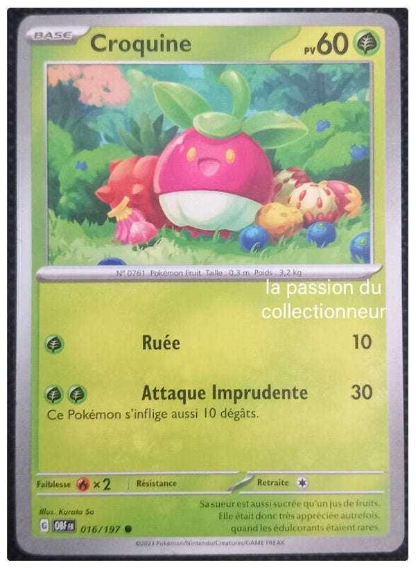 Carte pokémon commune classique de Croquine 016/197