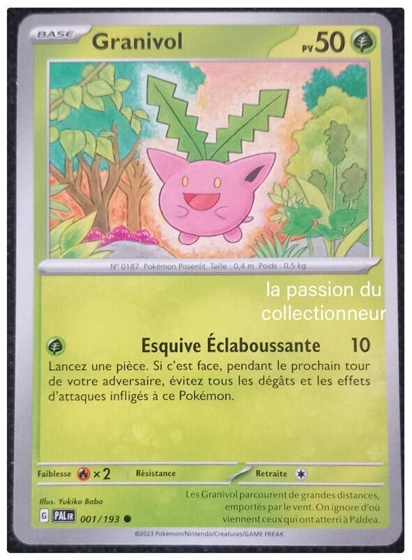 Carte pokémon commune classique de Granivol 001/193