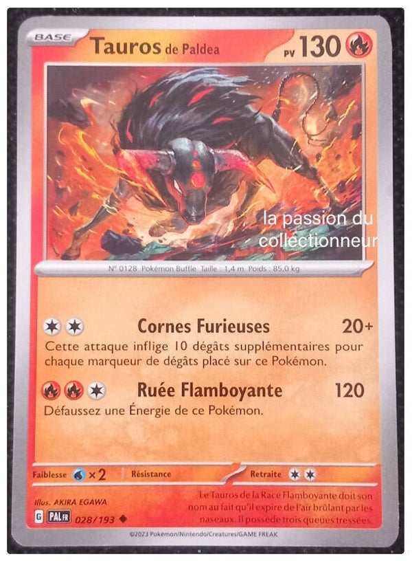 Carte pokémon peu commune classique de Tauros 028/193