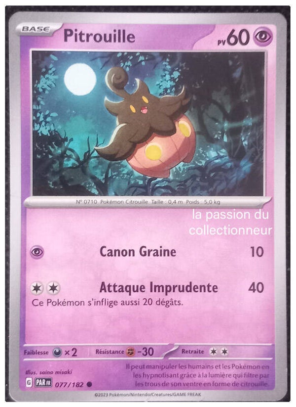 Carte pokémon commune classique de Pitrouille 077/182