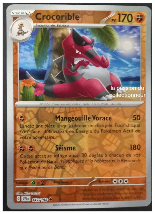 Carte pokémon reverses de Crocorible 117/198