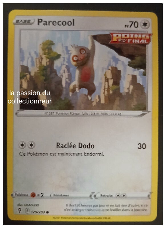 Carte pokémon de Parecool 129/203