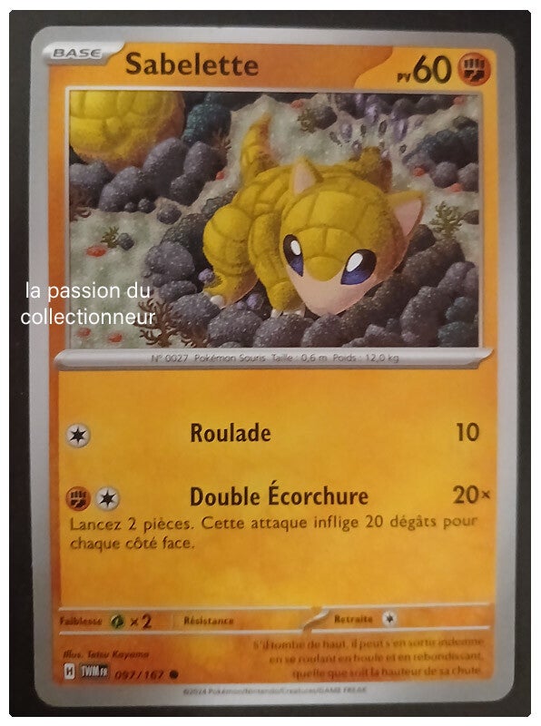 Carte pokémon de Sabelette 097/167