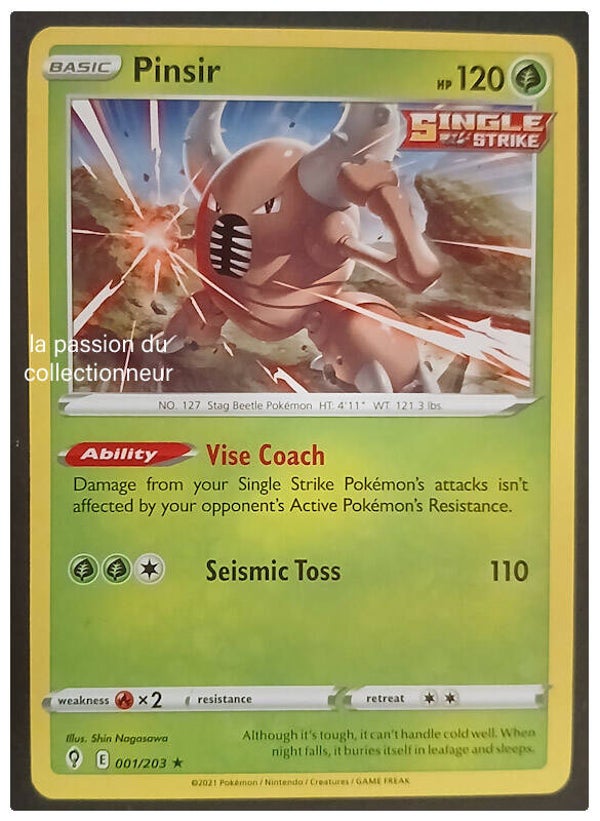 Carte pokémon de Pinsir 001/203