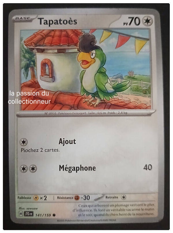 Carte pokémon de Tapatoès 141/159