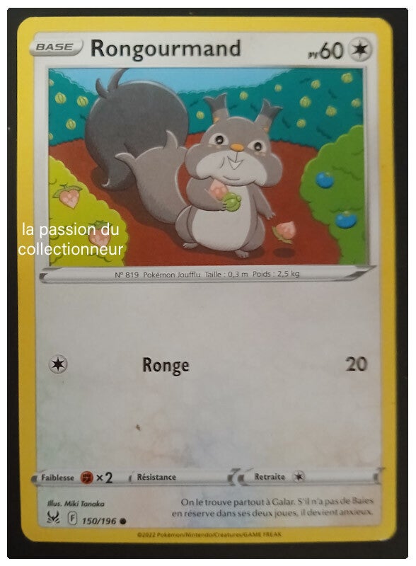 Carte pokémon de Rongourmand 150/196