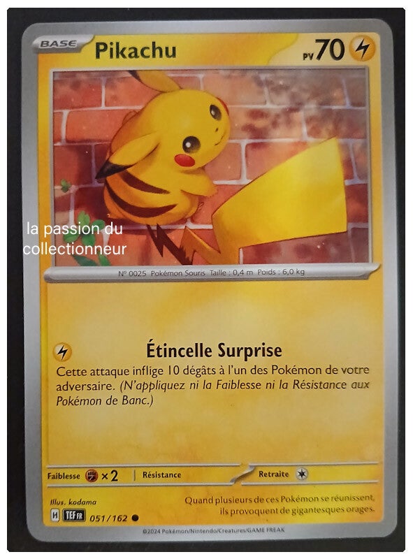 Carte pokémon de Pikachu 051/162