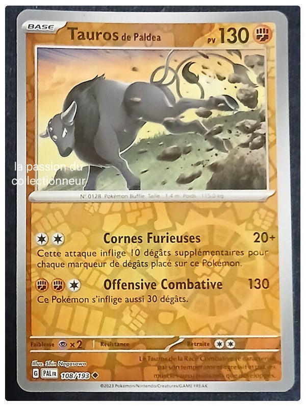 Carte pokémon de Tauros 108/193