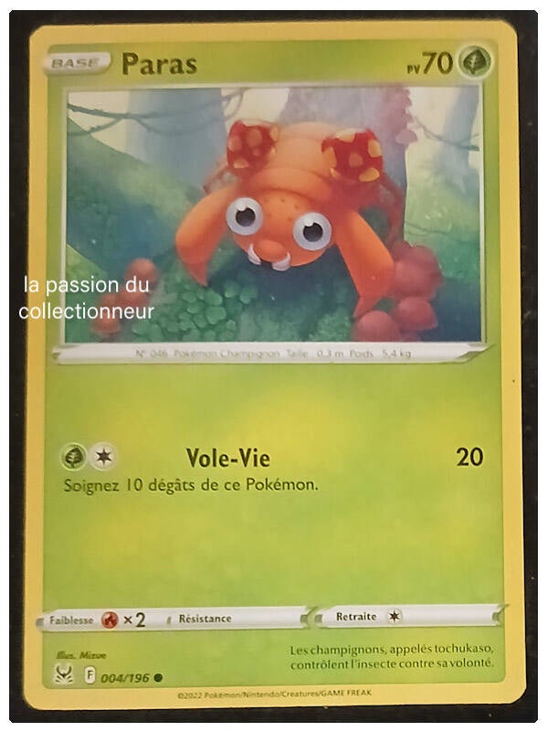 Carte pokémon de Paras 004/196