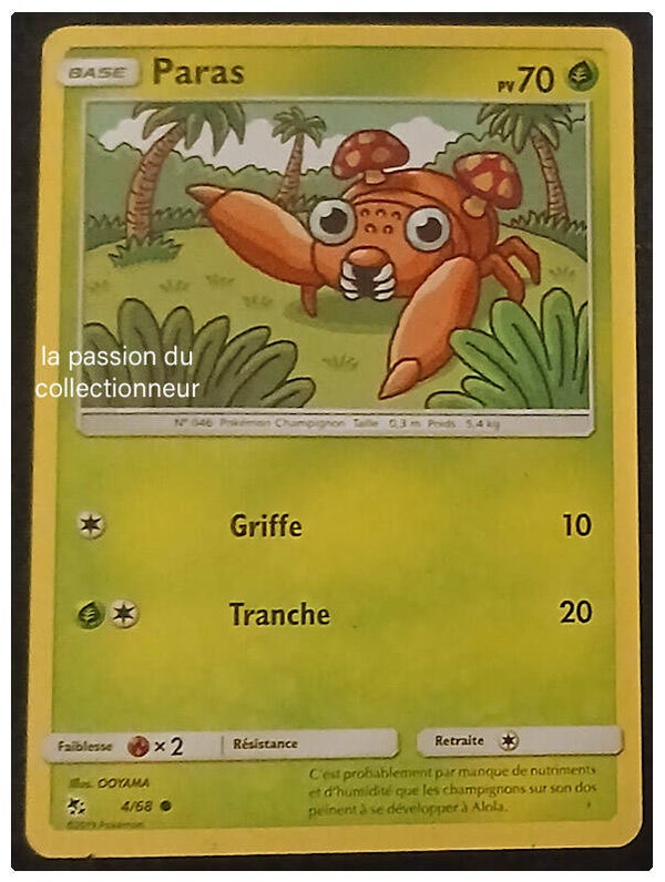 Carte pokémon de Paras 4/68