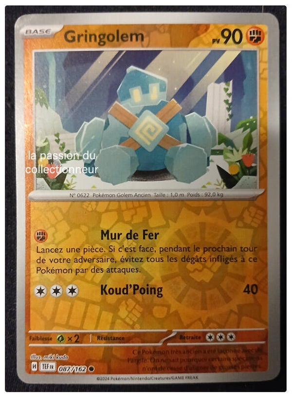 Carte pokémon de Gringolem 087/162