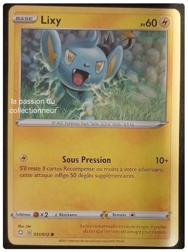 Carte pokémon de Lixy 031/072