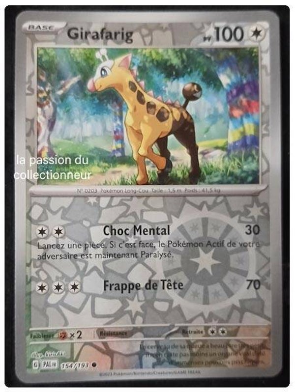 Carte pokémon de Girafarig 154/193