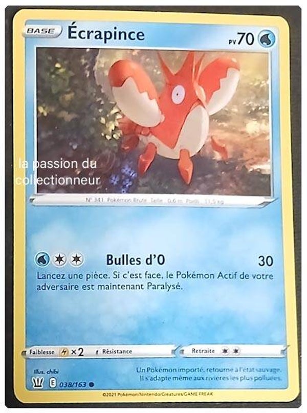 Carte pokémon de Écrapince 038/163